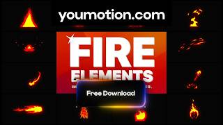 Cartoon Fire Elements Free AI-Ready 100% Vector Hand-Drawn Fire (Ae)