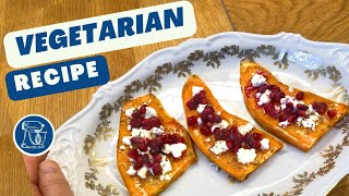 A Healthy Vegetarian recipe | Baked Sweet Potatoes, Feta with Pomegranate