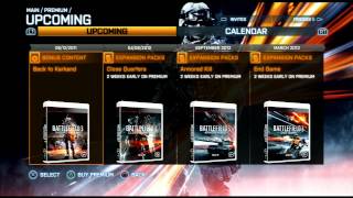 Battlefield 3 PS3 premium Menu Overview