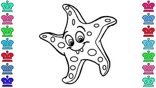 Coloring pages For Kids | How to Draw Starfish | Learning Color For Kids