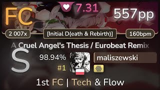 7.3⭐maliszewski | Turbo - A Cruel Angel's Thesis  Eurobeat Remix [Initial D] HD 98.94% (#1 557pp FC)