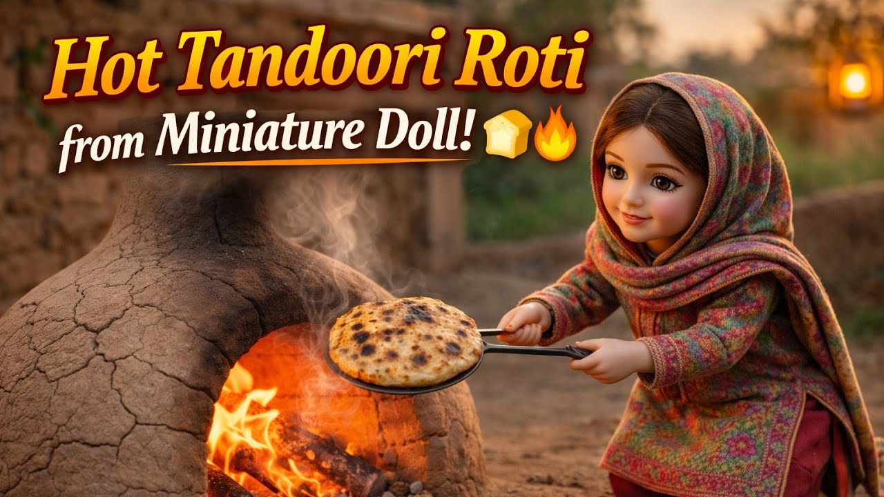 Miniature Doll Wife cooking Hot tandoori Roti in Village | Realistic Tandoor Cooking Scene 