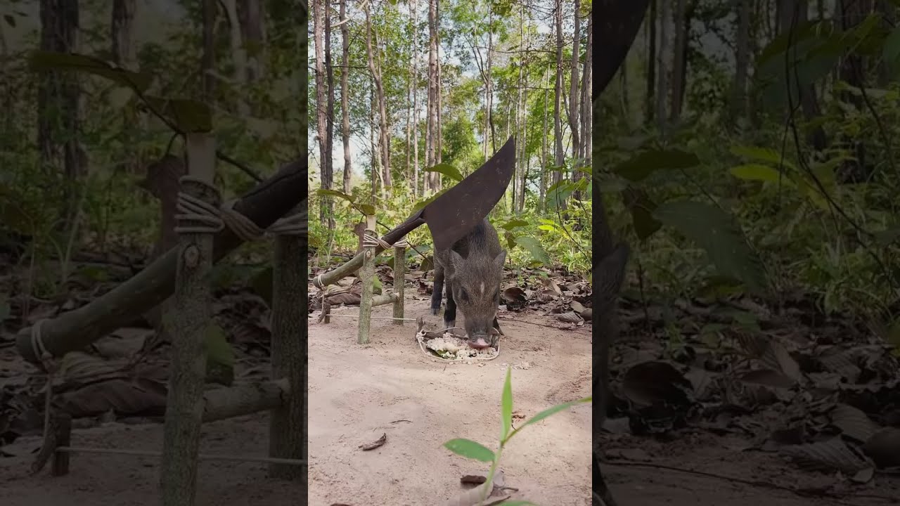 Amazing Installing Unique Quick Wild Pig Trap Make Using Big Knife Work 100%