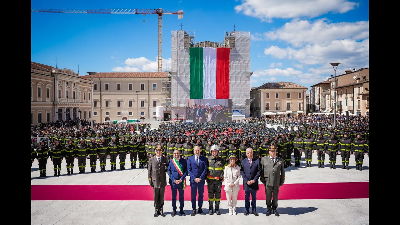 L'AQUILA - PRESIDENTE DEL CONSIGLIO MELONI E MINISTRO DELL’INTERNO PIANTEDOSI AL GIURAMENTO 99 CORSO
