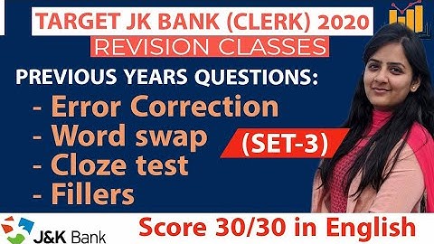 JK Bank Banking Associate Previous Year Ques. Paper | JK Bank Banking Associate Prepration|ENGLISH