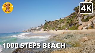 4K 1000 Steps Beach in Laguna Beach Walking Tour | Orange County 🔊 Binaural Sound