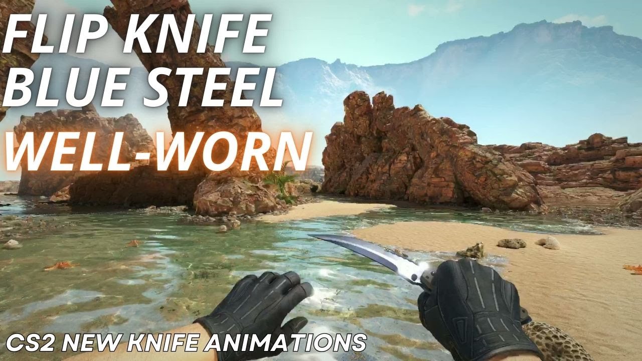 Flip Knife Blue Steel (Well-Worn) | CS2 Skin Showcase with NEWEST Animation