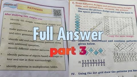 || 3rd STD maths|| chapter -12 Patterns|| part -3 || full answer 🐼
