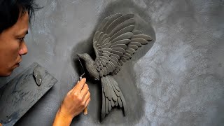 How to make a bird with sand and cement
