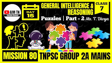 🧠 General Intelligence & Reasoning - 7 | 🧩 Puzzles - 2 | Ms. T. Divya | Mission 80