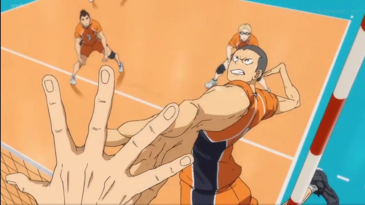 Tanaka Cross Spike!!!!! | Karasuno vs Inarizaki