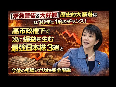 【緊急警告＆大好機】歴史的大暴落は10年に1度のチャンス！高市政権下で次に爆益を生む最強日本株3選と今後の相場シナリオを完全解説