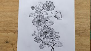 Simple flower floral design drawing step by step drawing tutorial
