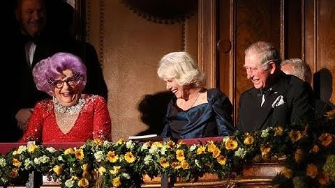 The 2013 Royal Variety Performance with Dame Edna, The Prince of Wales, and The Duchess of Cornwall.