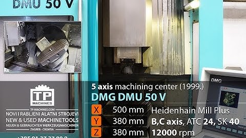 5 axis DMG DMU 50 V, YOM 1999, Heidenhain Mill Plus (SOLD)