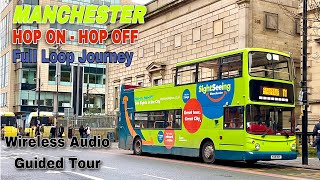 Manchester City Sightseeing Bus Tour Full Loop Journey with wireless audio audio guided tour system