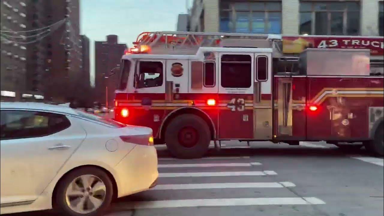 FDNY Engine 53 & FDNY Ladder 43 Respondings With Lots Of Air Horns To A