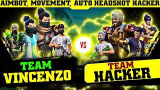 AIMBOT, MOVEMENT, HEADSHOT HACKED TEAM VS VINCENZO TEAM Clash Squad Custom Match || hacker vs legend