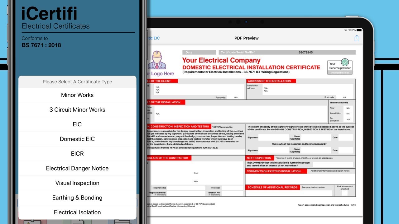 Electrical Certificate Apps and Software - Works Offline - iCertifi With Electrical Isolation Certificate Template