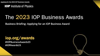 Applying for the 2023 IOP Business Awards