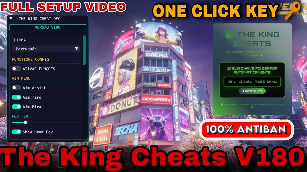 THE KING CHEATS NEW TRICK KEY 🔑 SETUP  | ALL SERVER WORKING  | OB52 UPDATE NEW ANTIBAN FF MAX MOD |