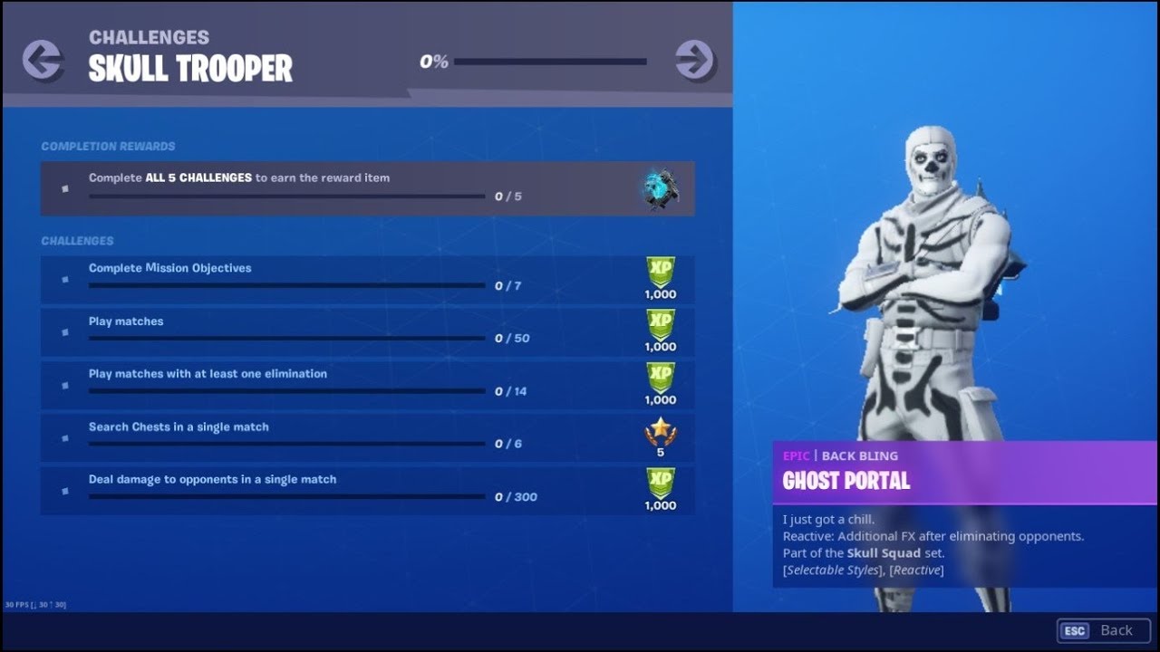 Fortnite Skull Trooper Challenges Skull Trooper Challenges Epic Back Blink Ghoost Portal Skull Ranger Is Back Youtube