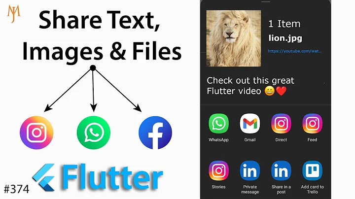 Flutter Tutorial - Share File, Image, Text, URL | The Right Way [2021] WhatsApp, Facebook, Instagram