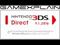 "3DS focused Nintendo Direct coming September 1st. (7 AM PST, 10 AM EST)"