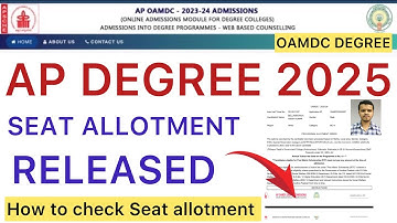 AP DEGREE OAMDC SEAT ALLOTMENT RELEASED 2025 | AP DEGREE SEAT ALLOTMENT HOW TO CHECK 