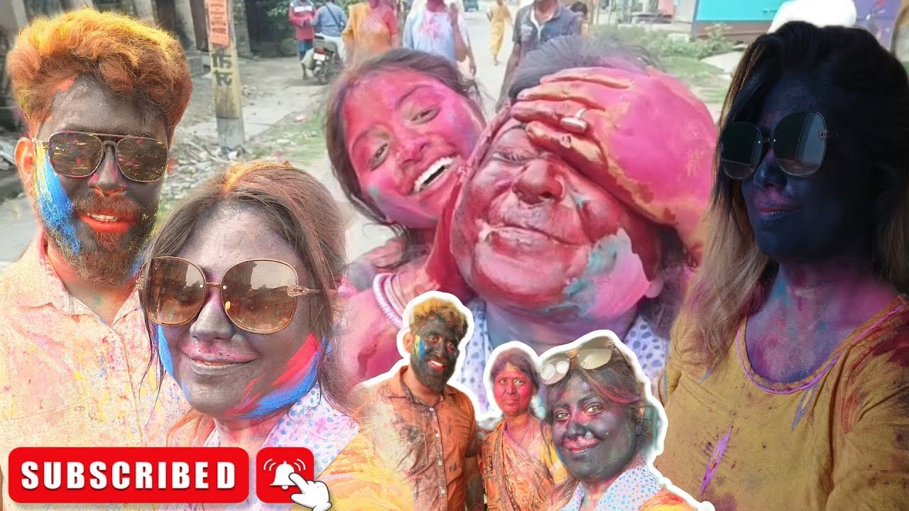 বিয়ের পর প্রথম রঙখেলা❤️// বাবাই কে সবাই রঙে চুবিয়ে দিল // রঙ গুলে খাইয়ে দিল সবাই জোর করে আমাদের 😂