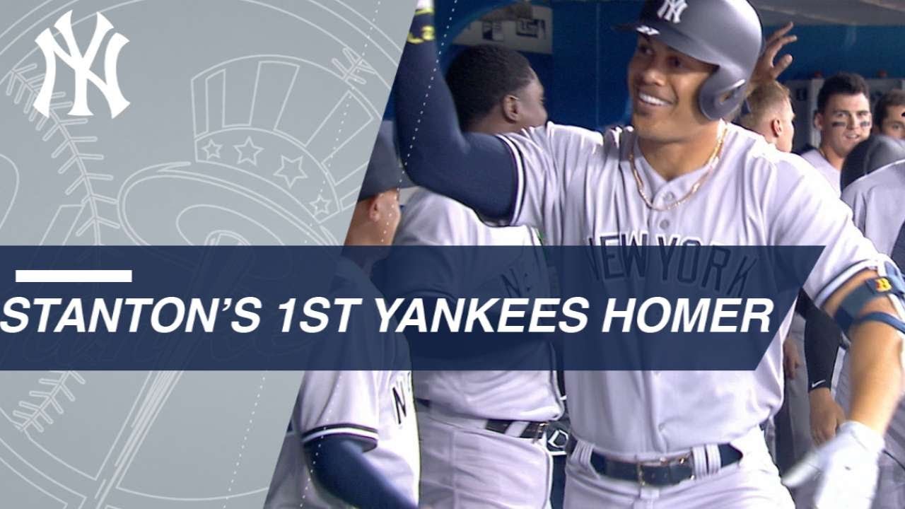 Giancarlo Stanton Homers in First At-Bat as a Yankee