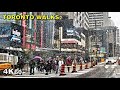 Snowfall Walk Around Midtown Toronto [4K Walking Video]