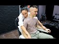 Came for a haircut and got THIS | ASMR intense back and head massage in Barbershop by Tatiana