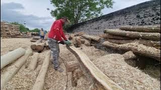 Making of sapwood-free acacia pole by Woodwork Hungary Kft.