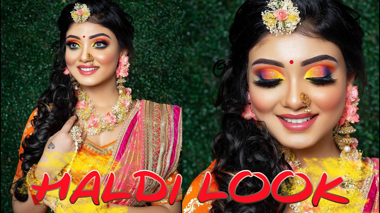 Best Haldi Look with Colorful Eye Makeup Mac Susmita Dutta West