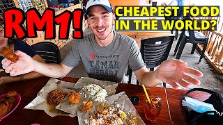 $0.24 CHEAPEST FOOD in Malaysia! (RM1 everything on the menu) - MALAYSIA STREET FOOD & TRAVEL VLOG