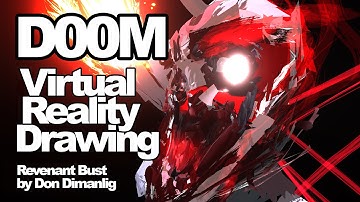 DOOM Virtual Reality Drawing "Revenant Bust" - by Don Dimanlig
