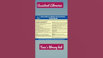 Assistant Librarian vacancy at Blue Bells Groups of School #nonteachingvacancy #shorts  #librarian