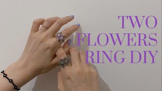 [Eng] 구슬 꽃반지 만들기 | 5잎 꽃반지 (ver.1 비즈, ver.2 비즈&amp;스와로브스키) | 매듭숨기기 | Two flowers ring DIY