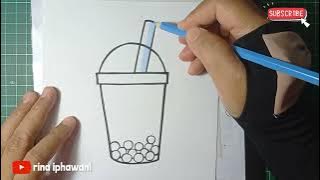 Mudahnya Menggambar Minuman Boba dengan pensil warna. Gambar Minuman Kekinian Boba.Tutorial Gambar