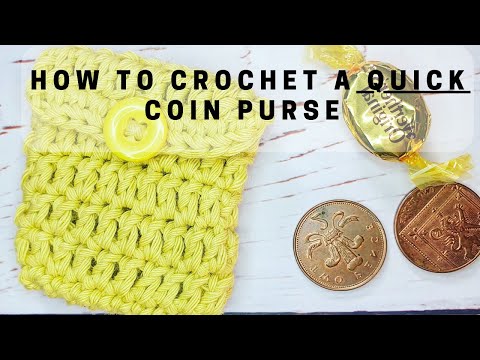 How to crochet a QUICK u0026 EASY coin purse in 10 minutes - NO SEWING REQUIRED - SCRAP YARN PROJECT