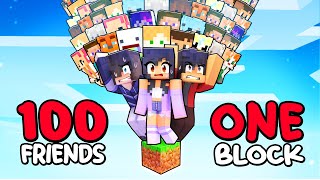 100 FRIENDS on ONE BLOCK in Minecraft! screenshot 4