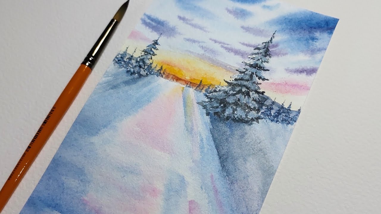 A simple method to paint snowy trees without white gouache or masking  fluid. Link to the process in the comments if you are interested 🥰 : r/ Watercolor