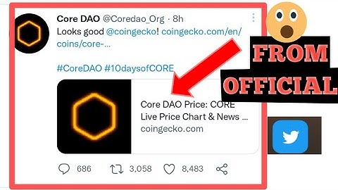 Official Twitter account announcing COREDAO