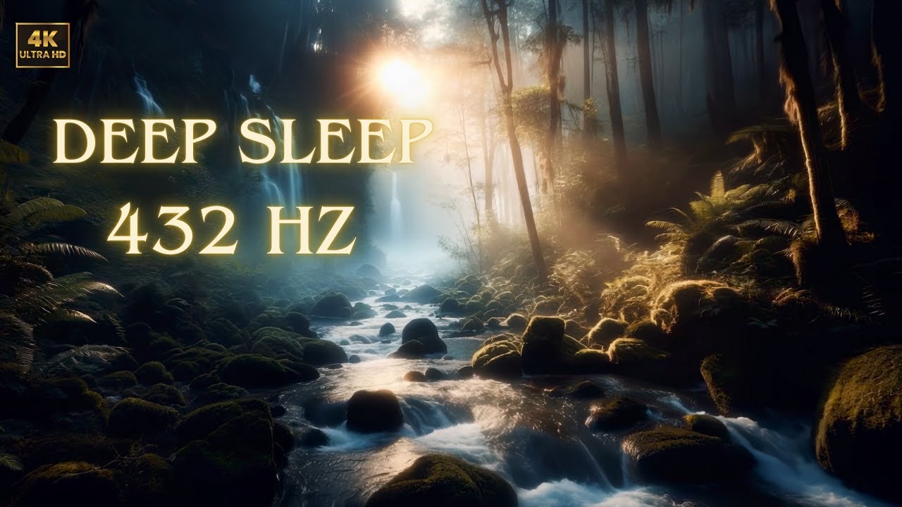 432Hz 🌿 Deep Healing Sleep Music | Forest Waterfall Ambience for Stress ...