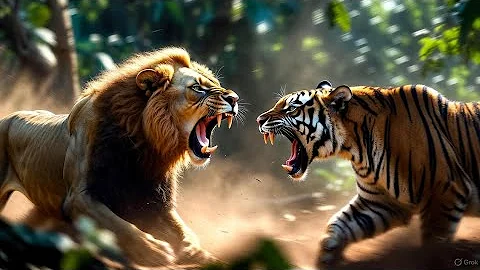 Lion in Trouble! Tiger vs Lion Epic Battle | AI Wildlife Animation