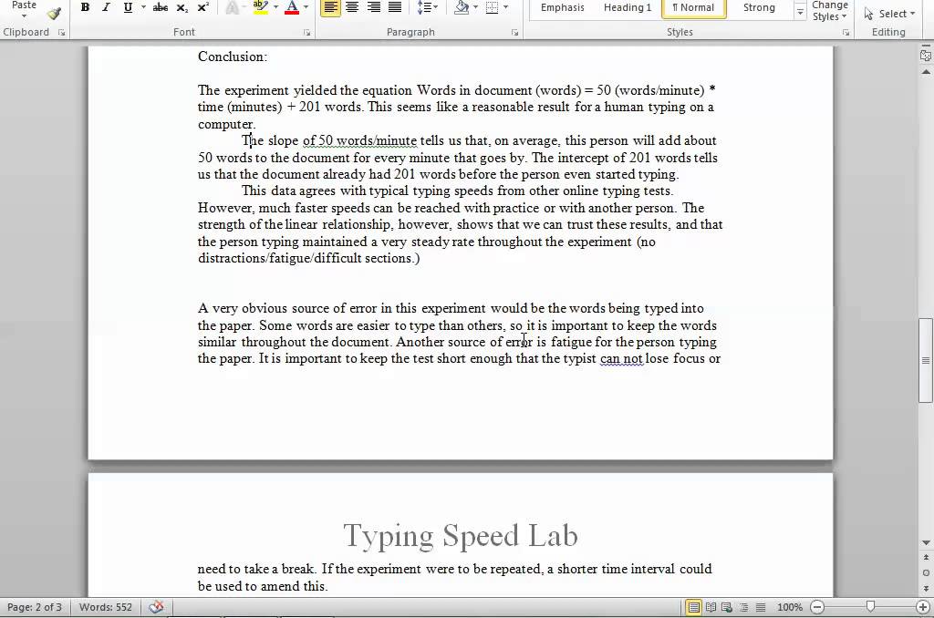 how to type up a lab report