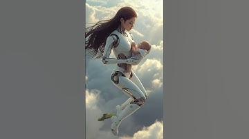 AI Mother and Baby in the Sky 🌤️💫 #airobot #robots