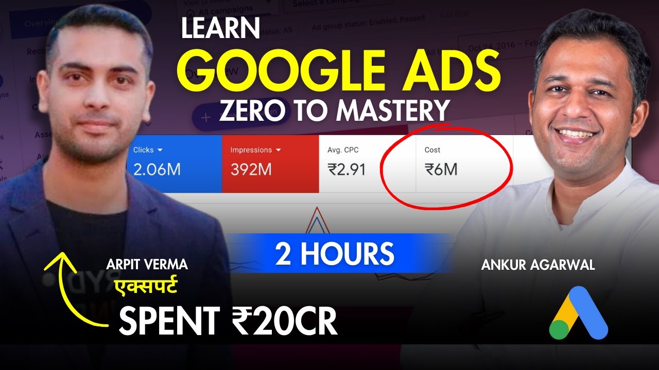 Google Adwords Full Course For Beginners in Hindi - 2025 (Free) - Learn Google Ads in 2 Hours