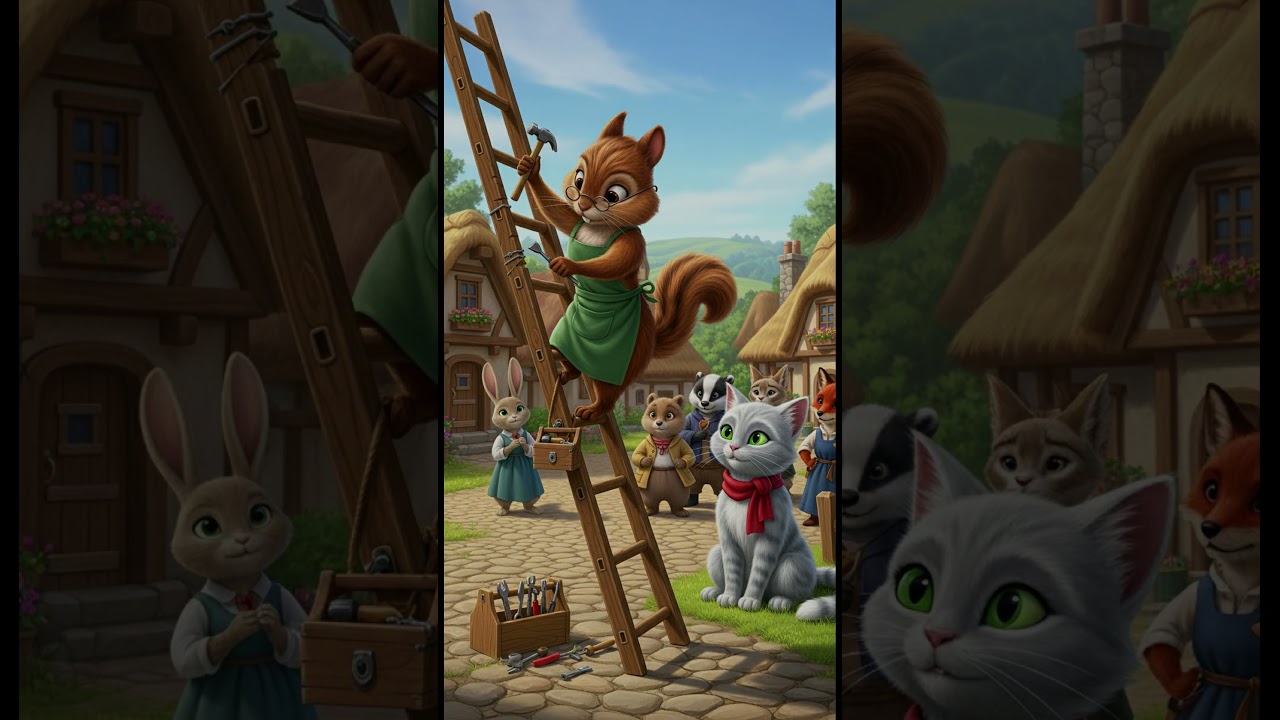 Whiskers and the Broken Ladder | Short Moral Story for Kids 🐱🪜| English Proficiency